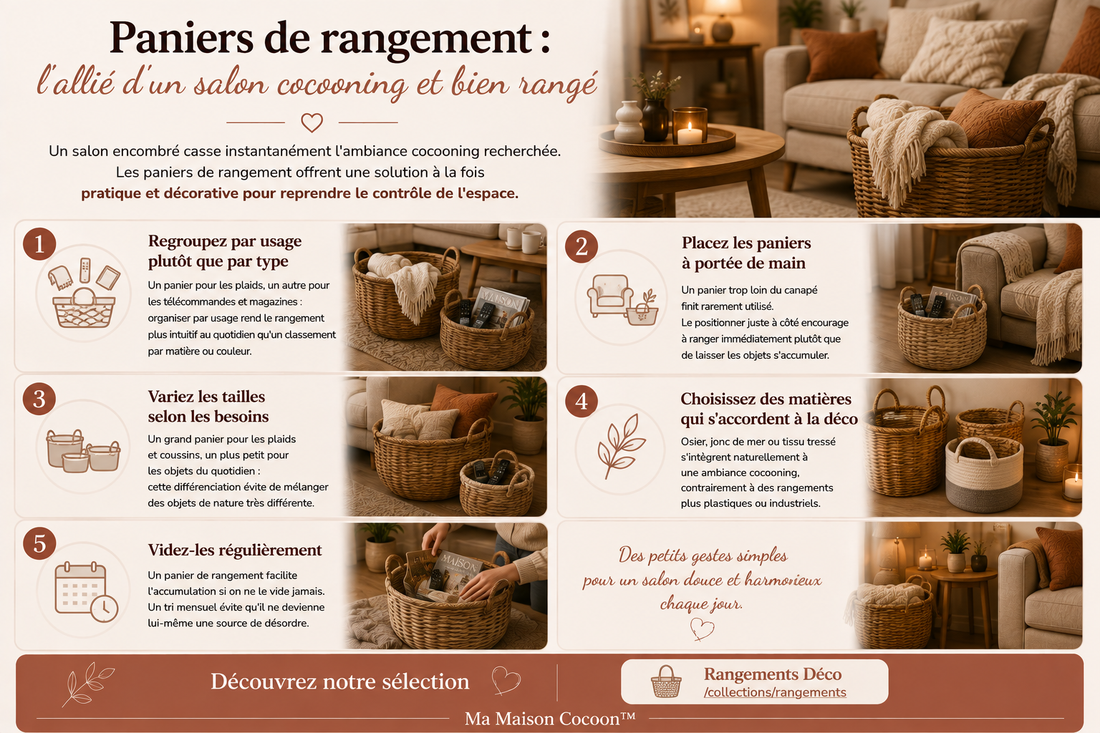 Comment ranger son salon avec des paniers déco ?