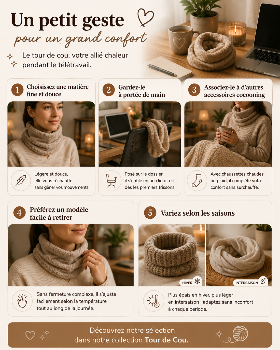 Comment utiliser un tour de cou pour se réchauffer en télétravail ?
