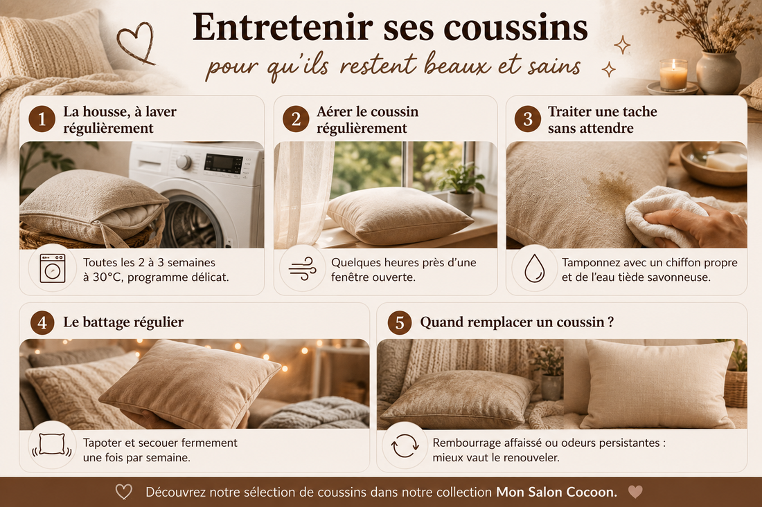 Comment nettoyer et entretenir ses coussins ?