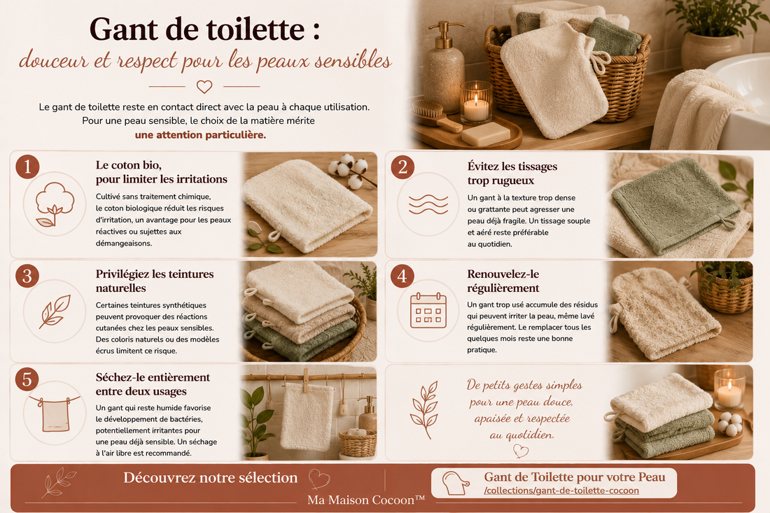 Quelle matière de gant de toilette pour peau sensible ?