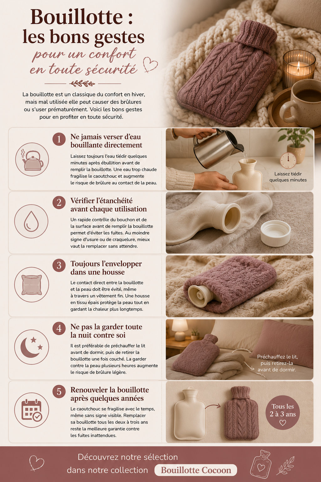 Comment bien utiliser une bouillotte sans risque de brûlure ?