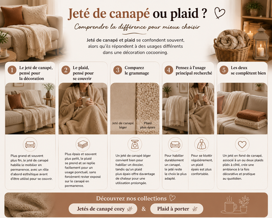 Jeté de canapé ou plaid : quelle différence et comment choisir ?
