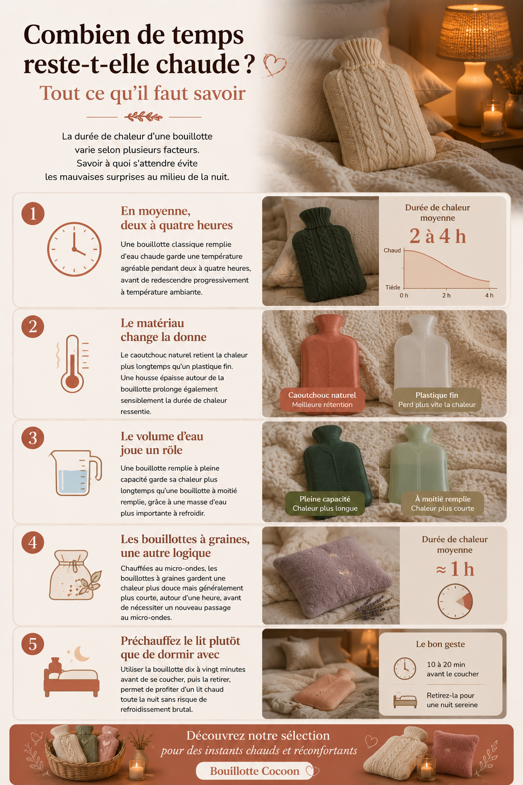 Combien de temps une bouillotte garde-t-elle sa chaleur ?