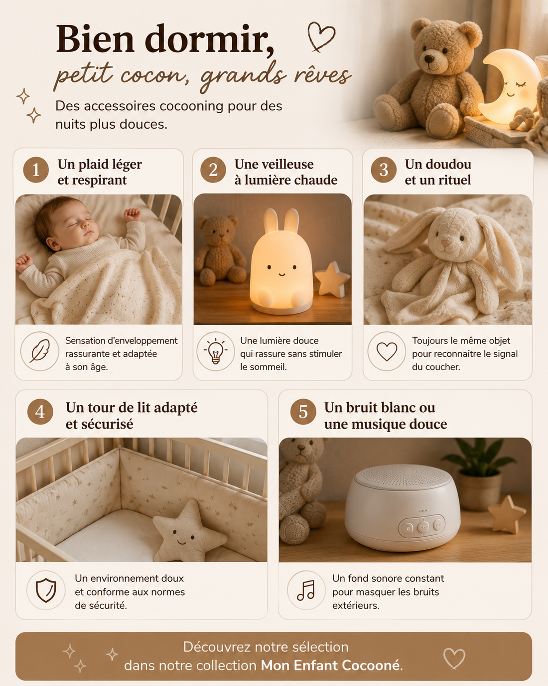 Quels accessoires cocooning pour un bébé qui a du mal à dormir ?
