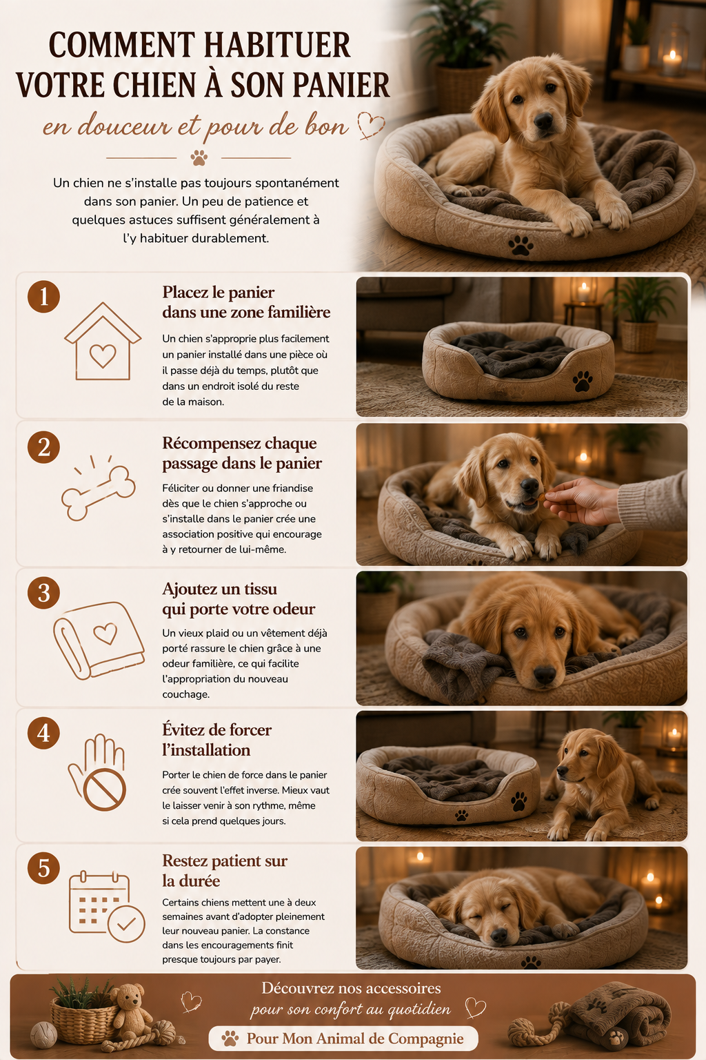 Comment habituer son chien à un panier cocooning ?