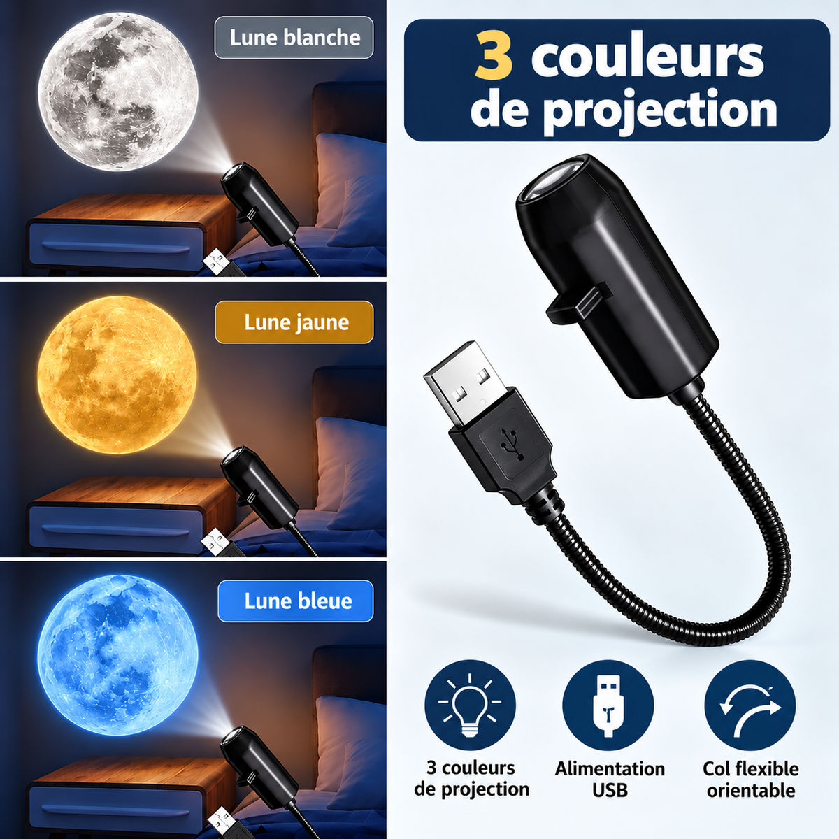 Lampe lune LED USB – vue 4