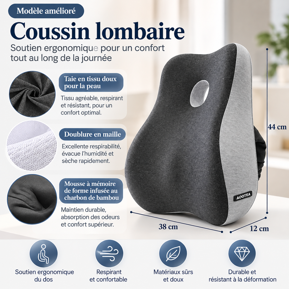 Coussin siège et soutien lombaire – vue 9