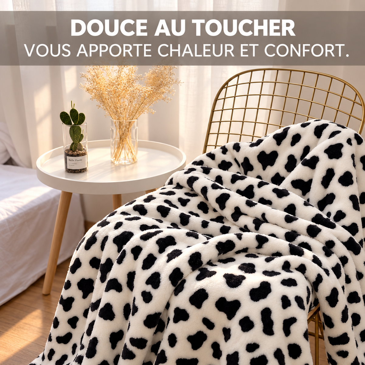 Couverture double face motif vache – vue 2