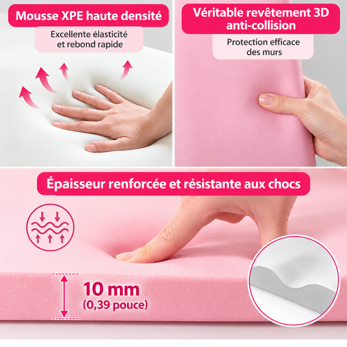 Panneaux muraux 3D aspect cuir – vue 3