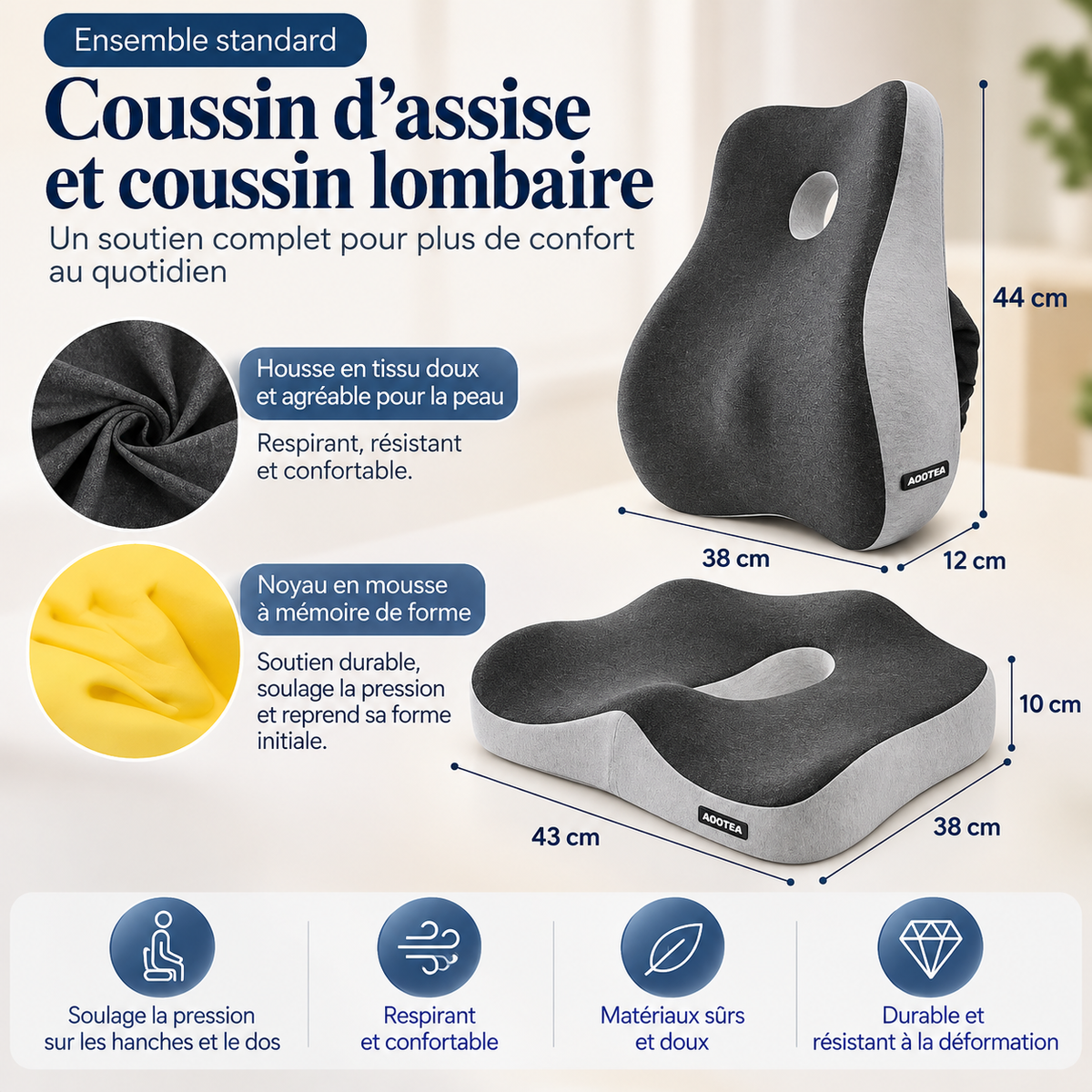 Coussin siège et soutien lombaire – vue 13