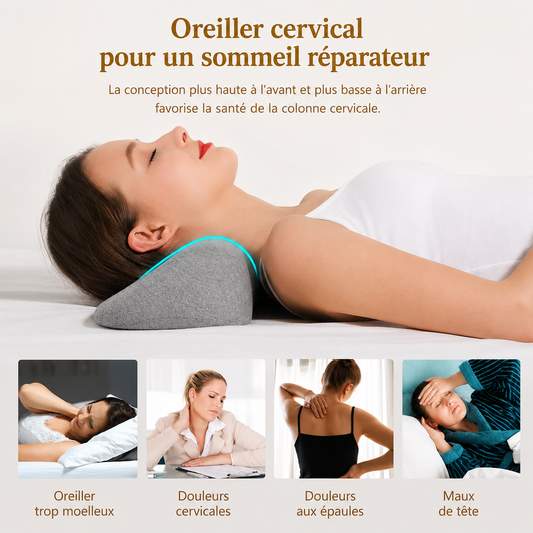 Oreiller cervical ergonomique à contours en mousse à mémoire de forme