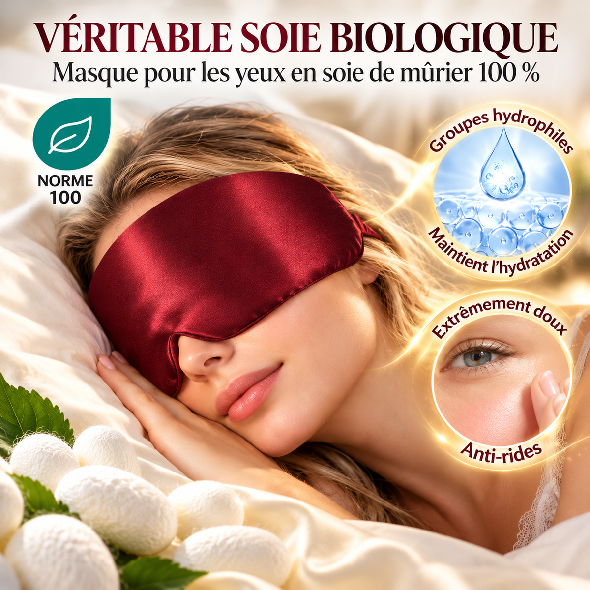 Masque de sommeil soie mulberry – vue 2