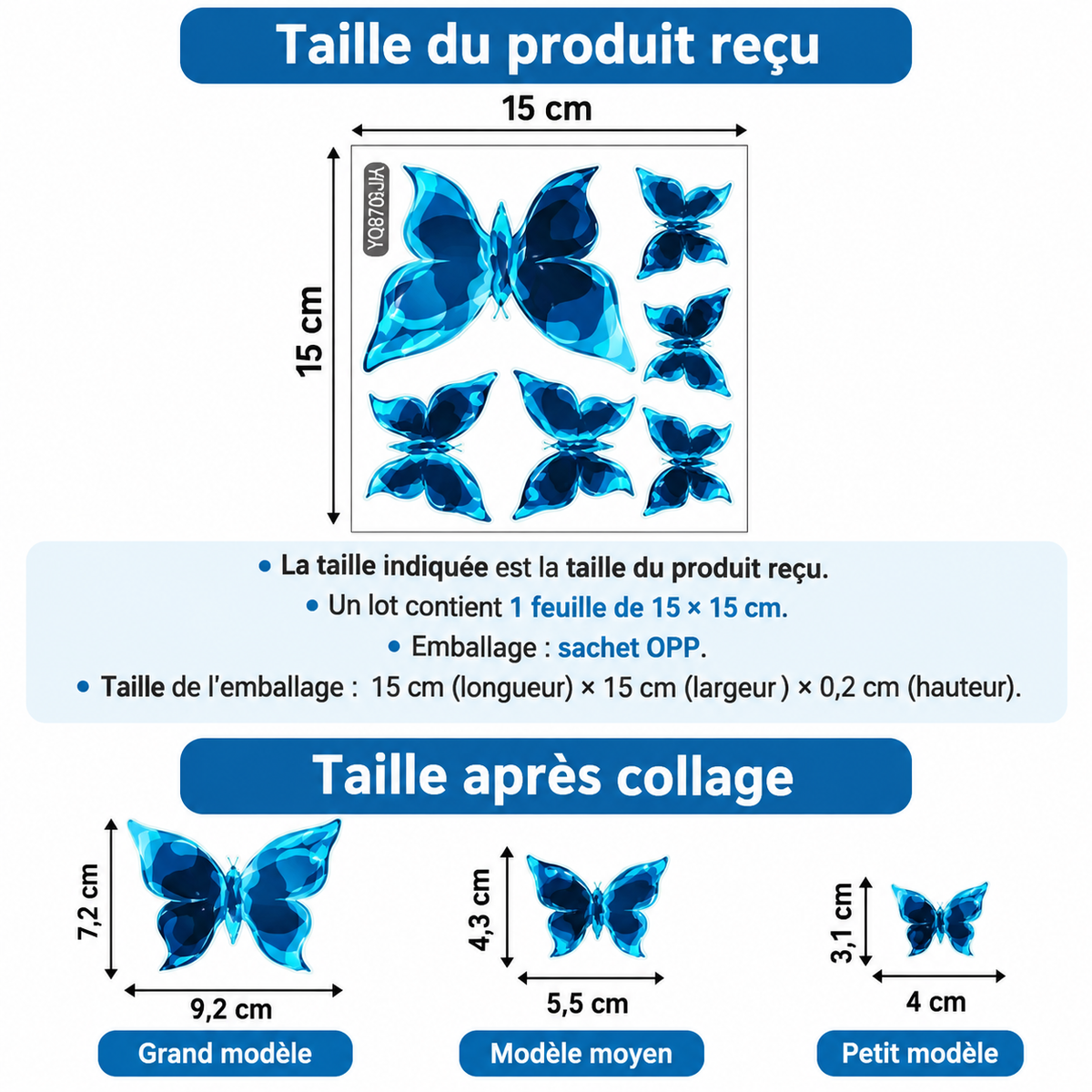 Stickers lumineux papillons bleus – vue 4