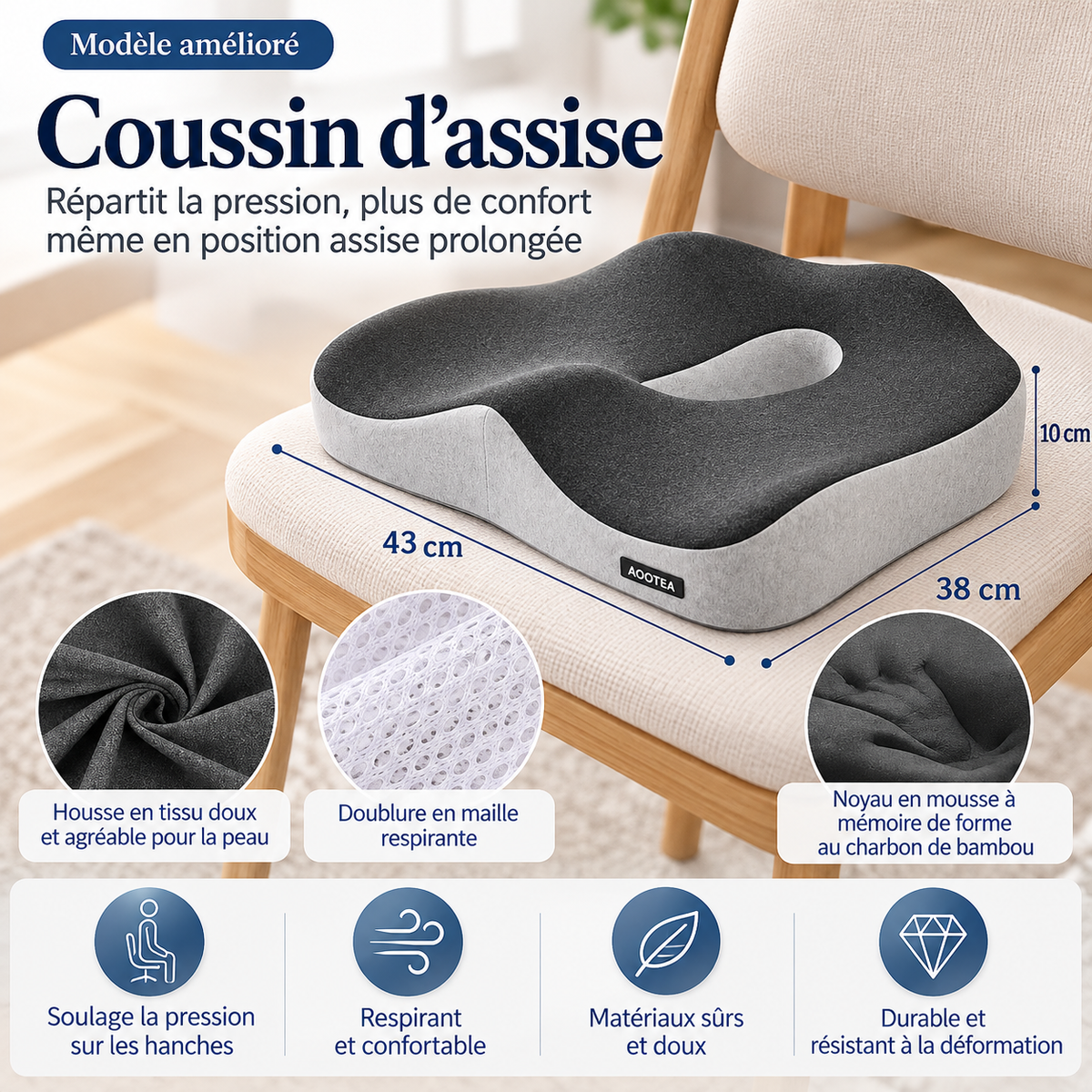 Coussin siège et soutien lombaire – vue 12