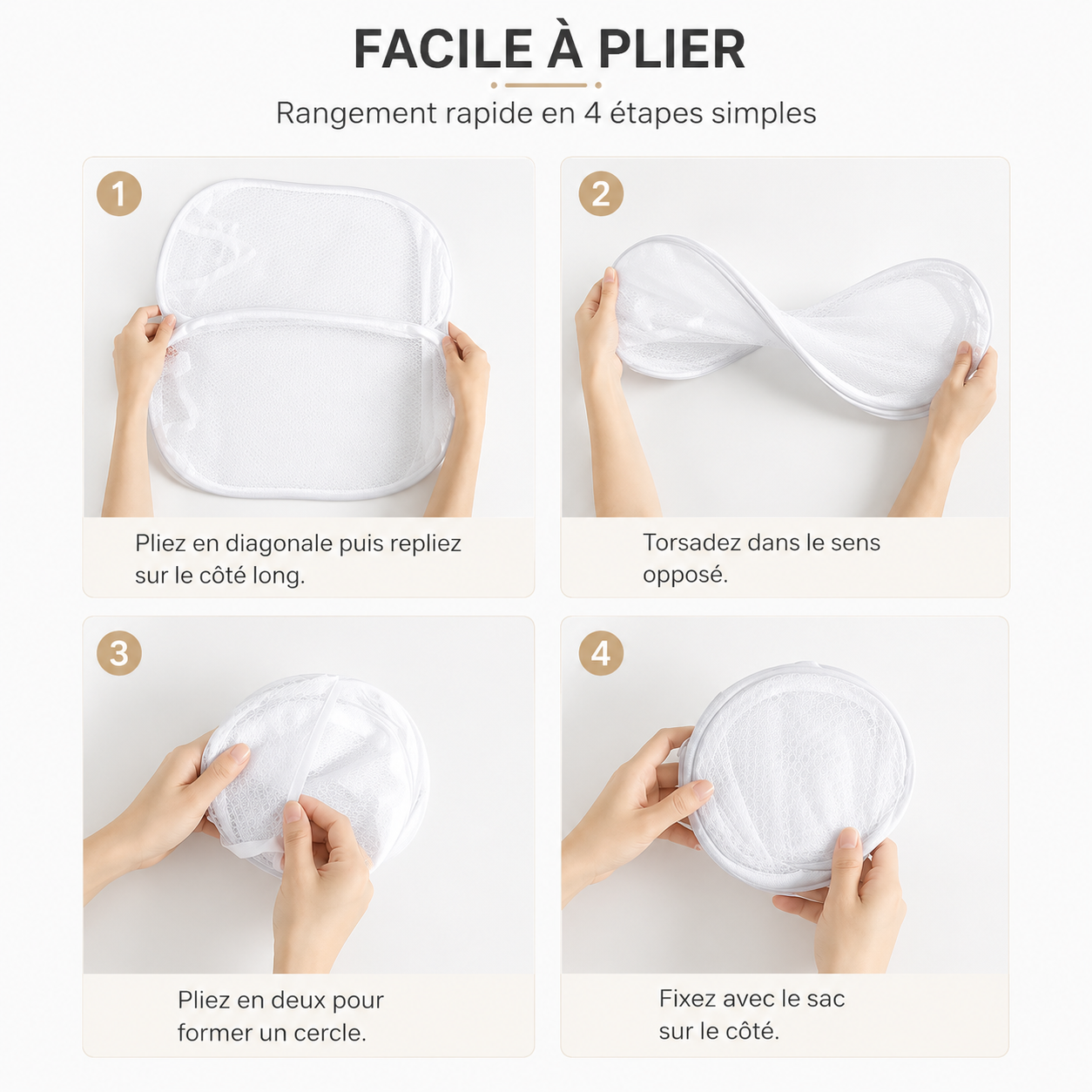 Panier à linge sale pliable – Filet mesh respirant, léger et portable