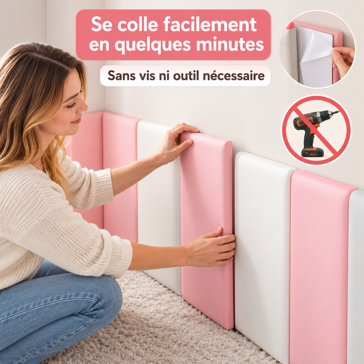 Panneaux muraux 3D aspect cuir – vue 2
