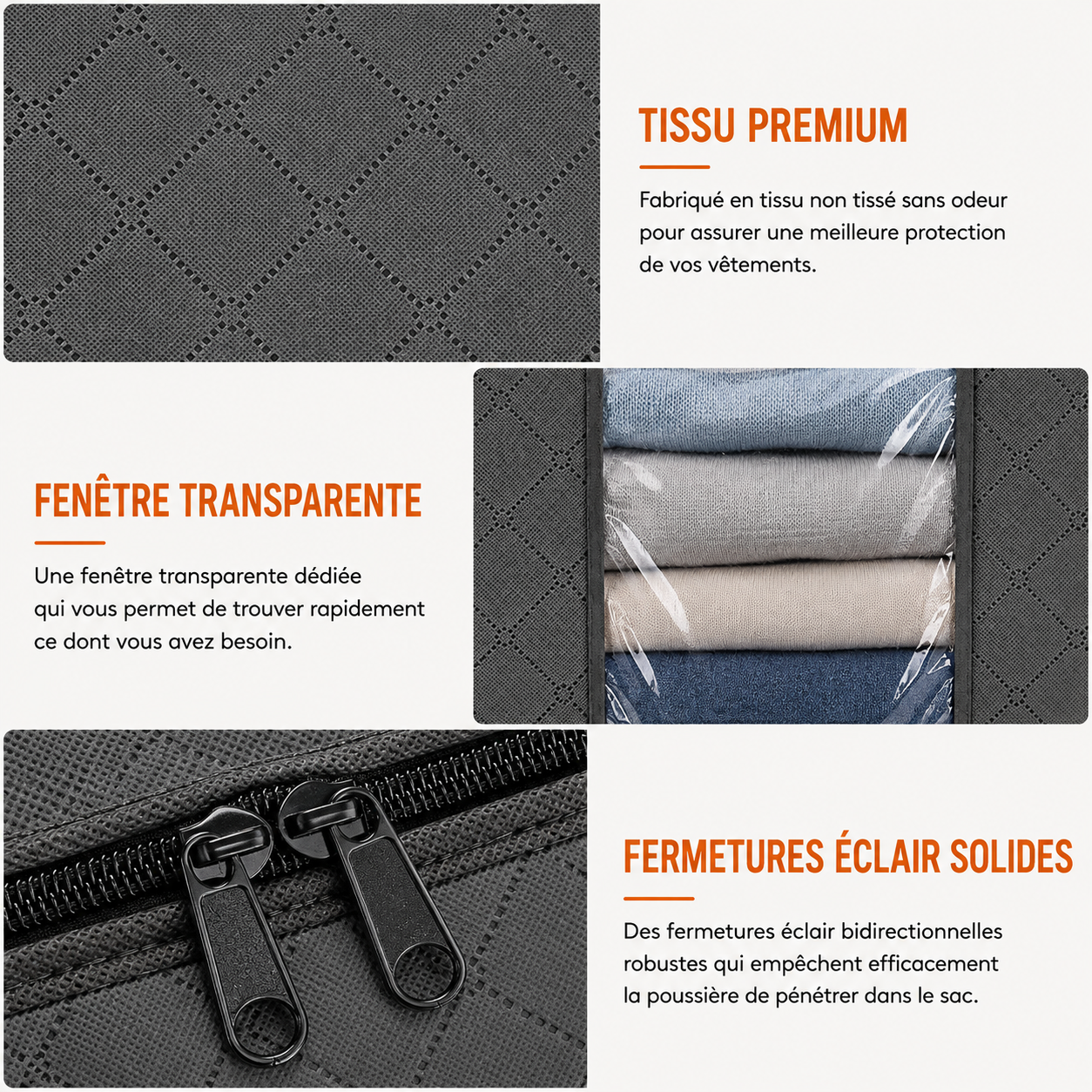 Bac de rangement vêtements pliable grande capacité – Lot 1, 3 ou 6 pièces, 35 à 90L