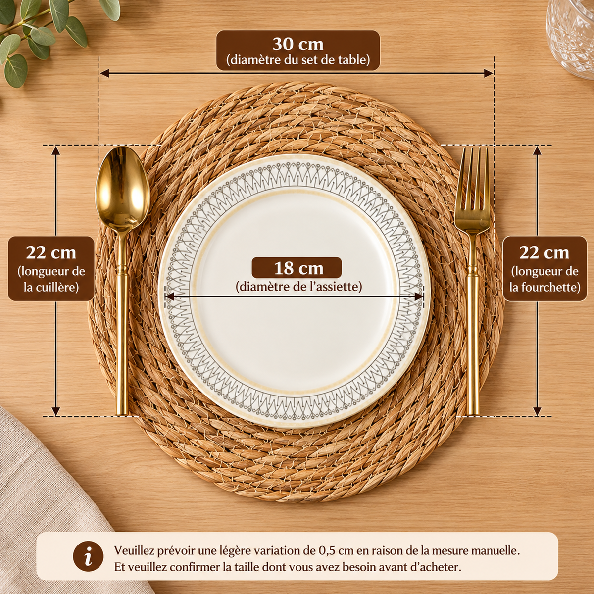 Set de table rond en jacinthe d'eau – vue 3