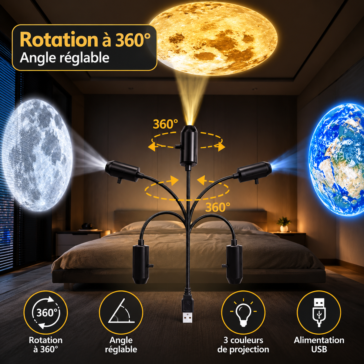 Lampe lune LED USB – vue 2