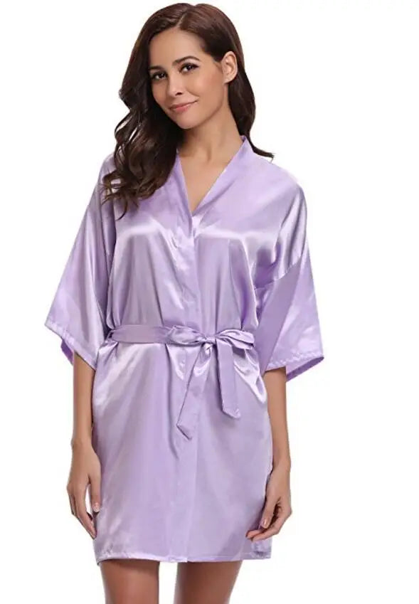 Kimono robe de chambre satin femme – Peignoir court style japonais, demoiselles d'honneur