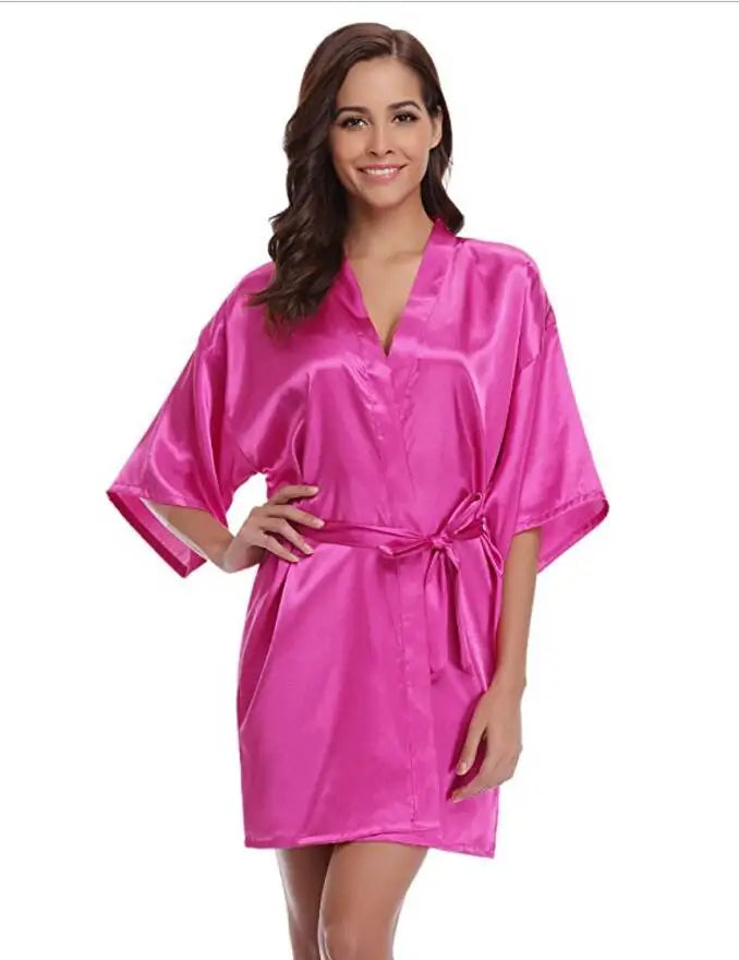 Kimono robe de chambre satin femme – Peignoir court style japonais, demoiselles d'honneur