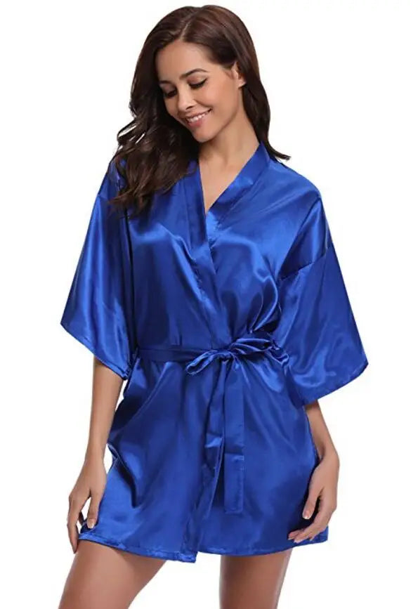 Kimono robe de chambre satin femme – Peignoir court style japonais, demoiselles d'honneur