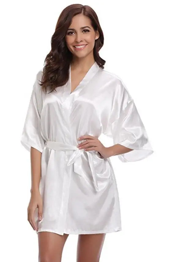 Kimono robe de chambre satin femme – Peignoir court style japonais, demoiselles d'honneur