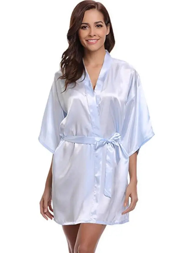Kimono robe de chambre satin femme – Peignoir court style japonais, demoiselles d'honneur