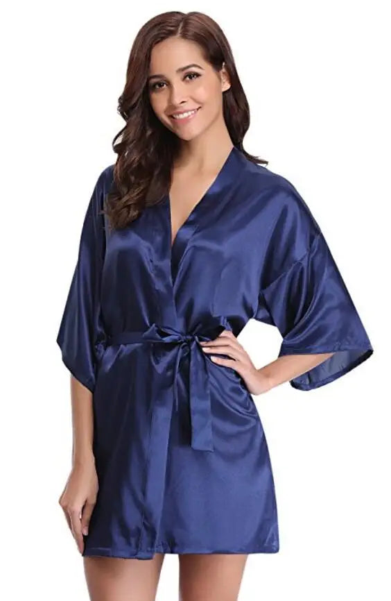 Kimono robe de chambre satin femme – Peignoir court style japonais, demoiselles d'honneur