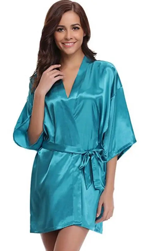 Kimono robe de chambre satin femme – Peignoir court style japonais, demoiselles d'honneur
