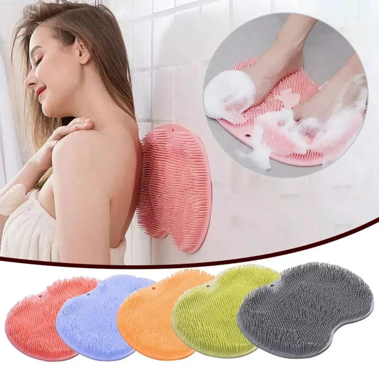 Tapis de bain exfoliant antidérapant en silicone pour pieds et dos