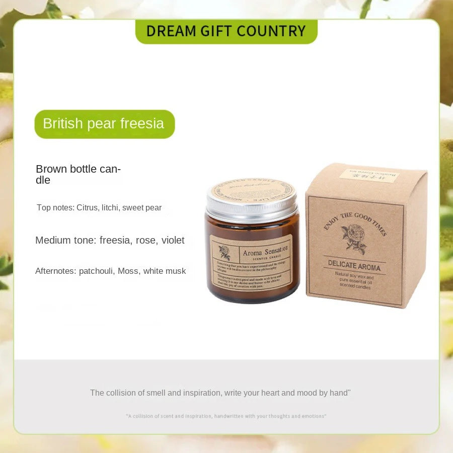 Bougie parfumée sans fumée en verre brun - 8 senteurs cocooning