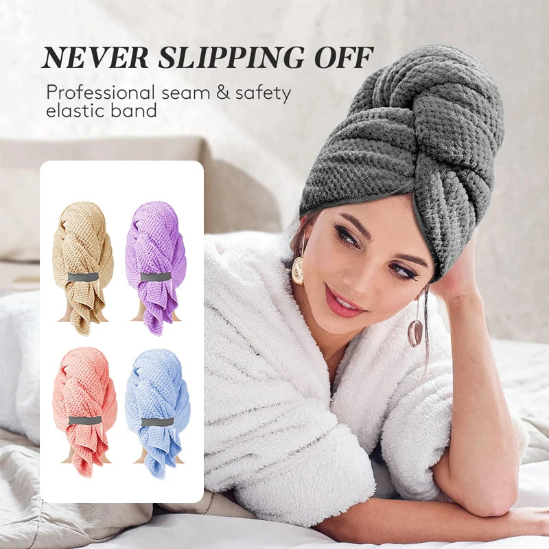 Turban à cheveux microfibre extra large – Séchage rapide