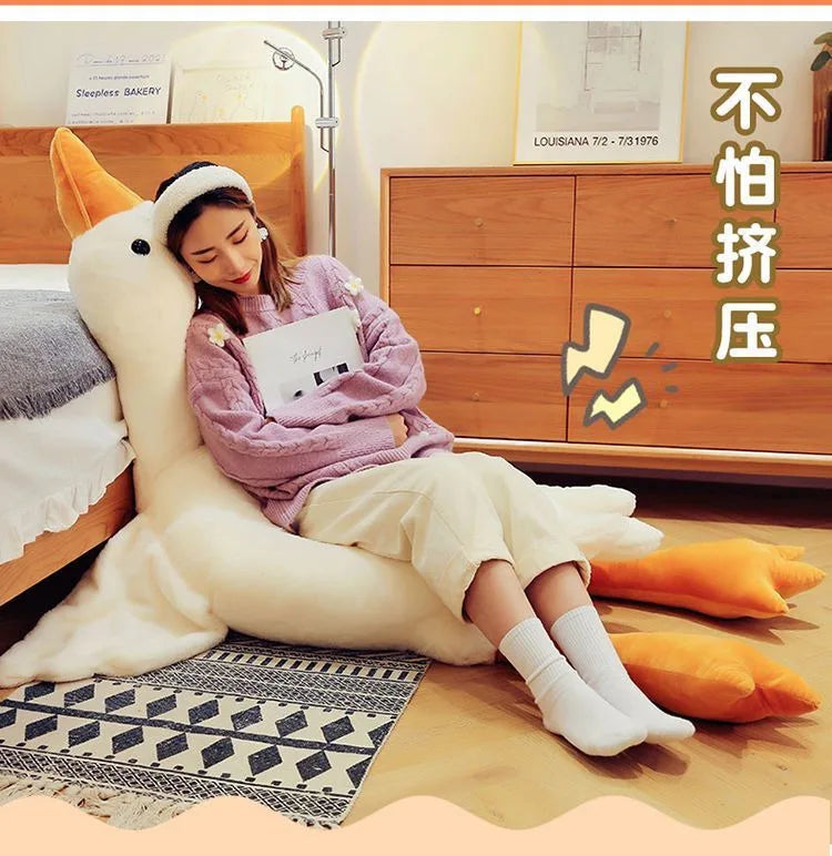 Peluche Oie Géante Kawaii - Coussin Ultra-Doux 50 à 190 cm