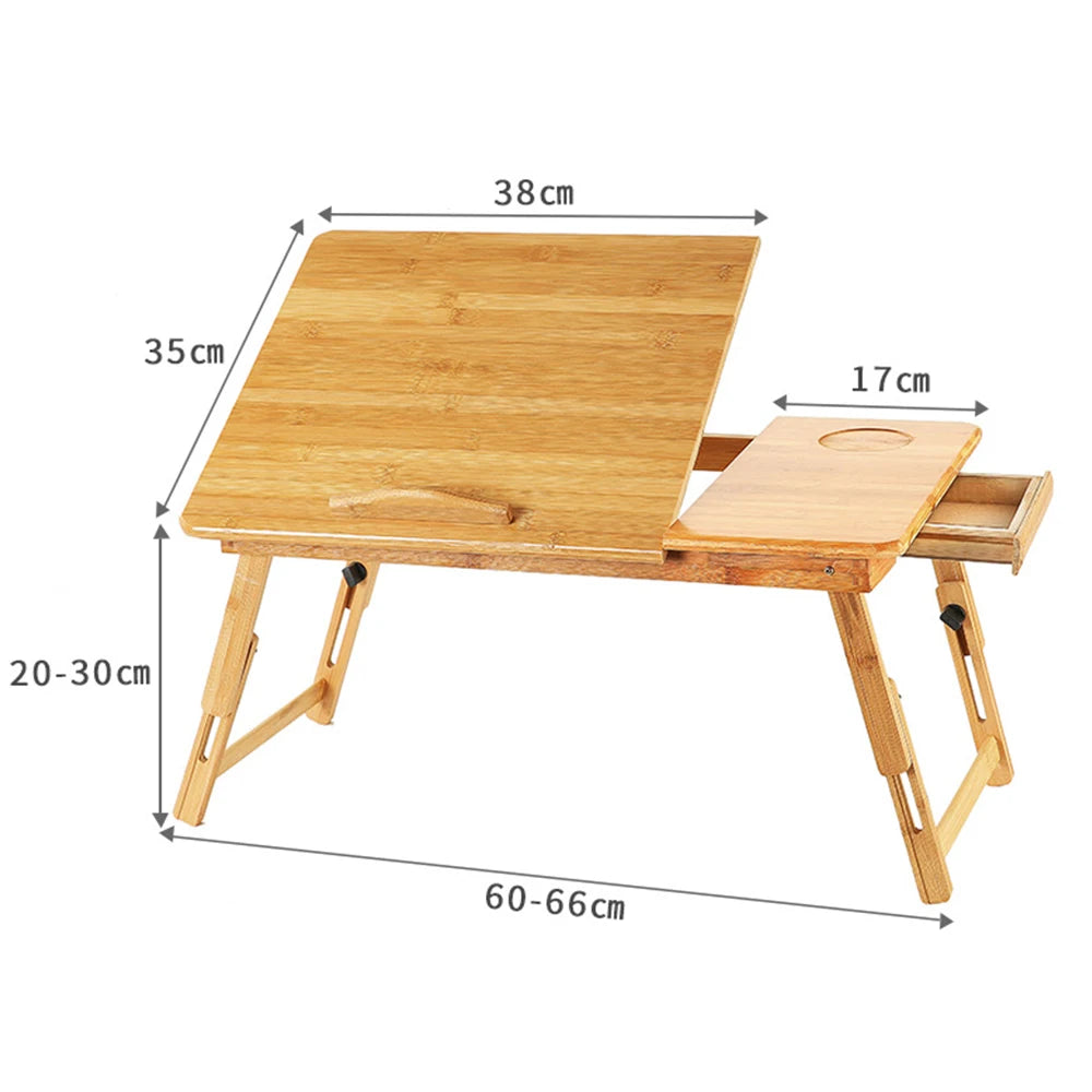 Table de lit pliante en bambou avec tiroir – vue 6