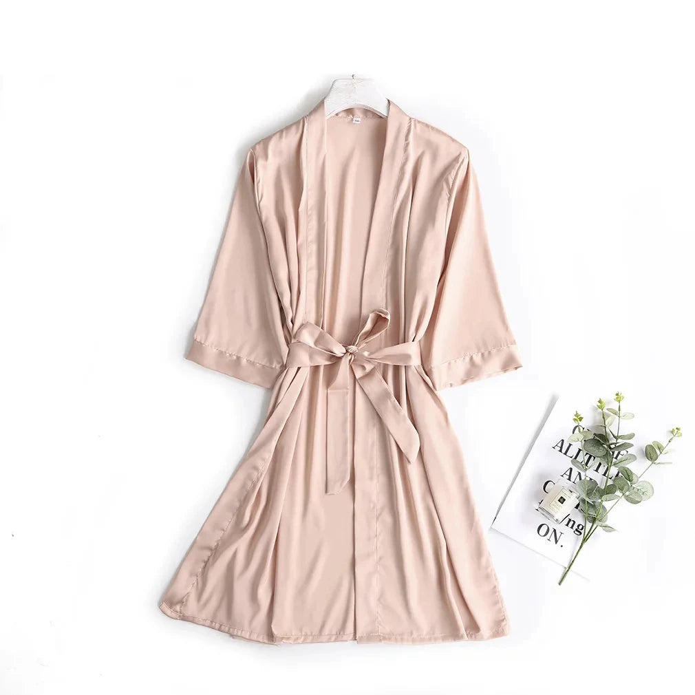 Kimono satin femme manches 3/4 – Robe de chambre mariée, nuit de noces et soirée