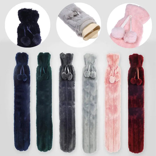 Extra long & soft hot water bottle with removable cover