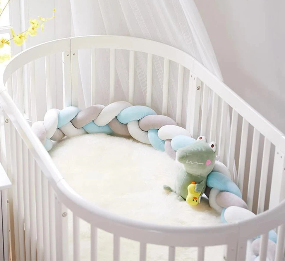 Tour de lit bébé tressé – Protection antichoc pour berceau et lit de bébé