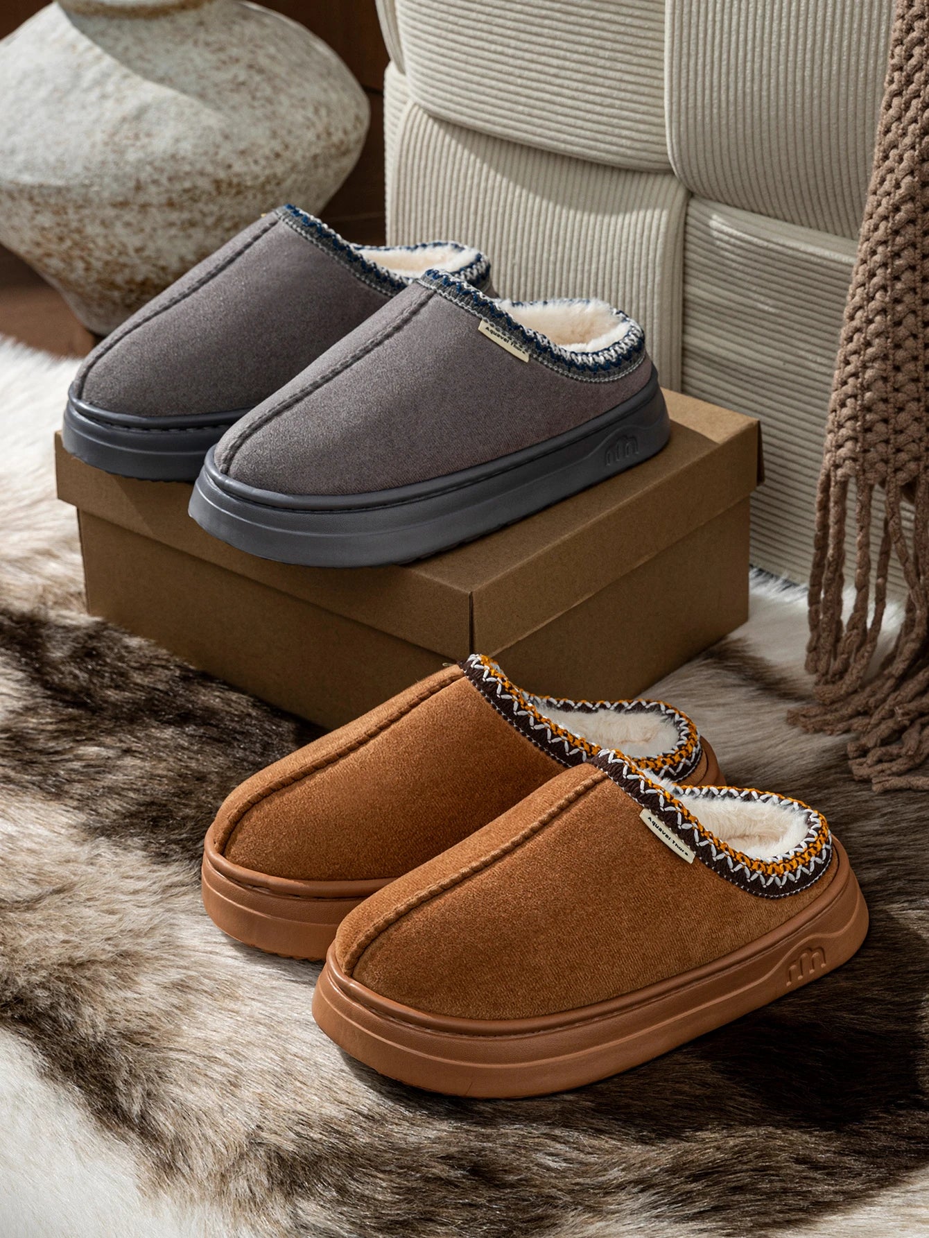 Pantoufles d'hiver moelleuses homme et femme - Confort cocooning