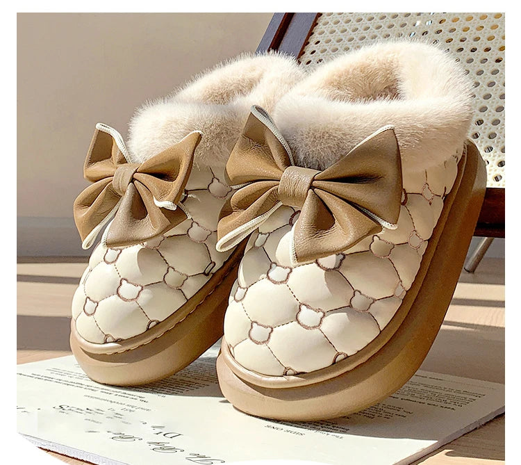Bottines Moelleuses Nœud Papillon - Chaussures de Maison Cocooning