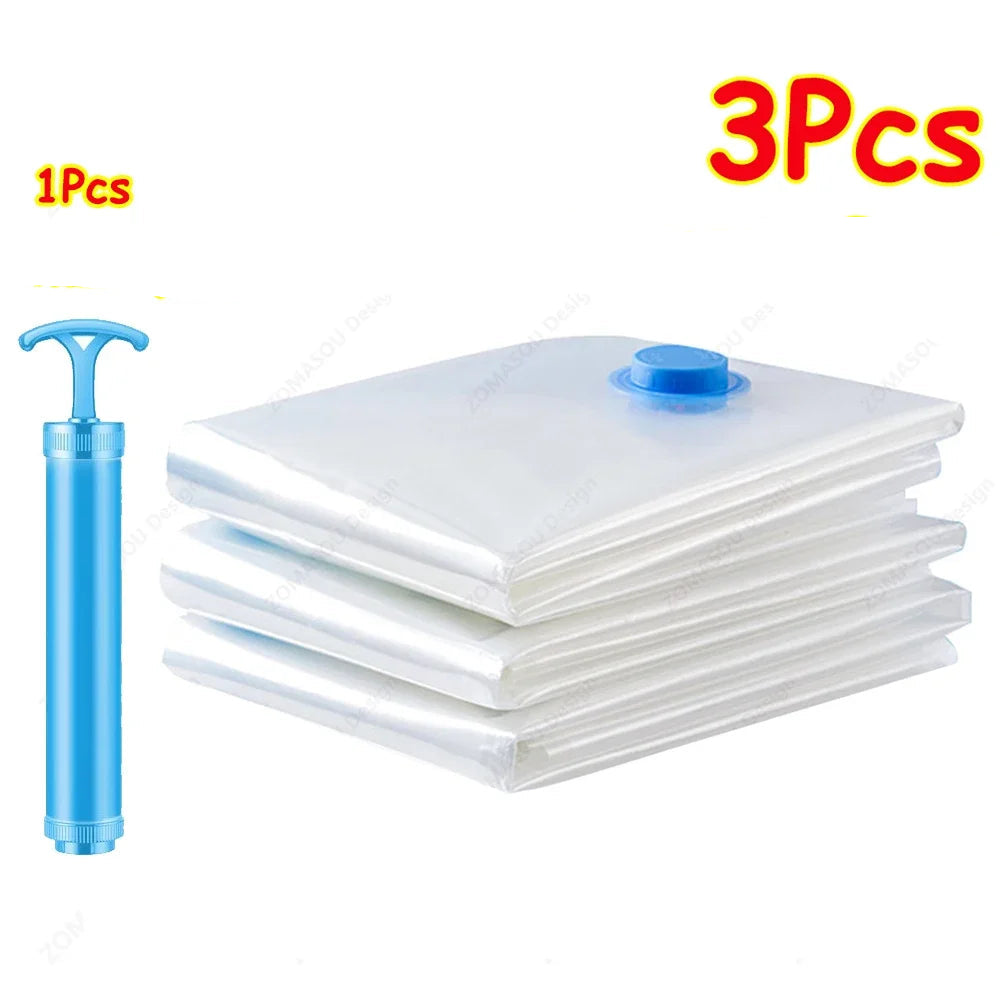 Sacs de compression sous vide – Lot 1 à 12 pièces avec ou sans pompe, 6 dimensions