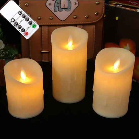 Lot de 3 bougies LED à flamme mouvante – Ambiance chaleureuse