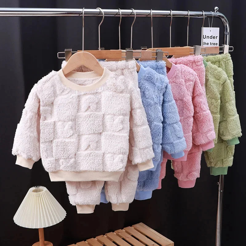 Pyjama polaire peluche enfant, ensemble 2 pièces, 9 mois à 5 ans