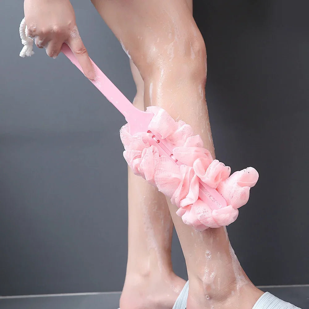 Brosse de Douche à Long Manche avec Éponge Double Face