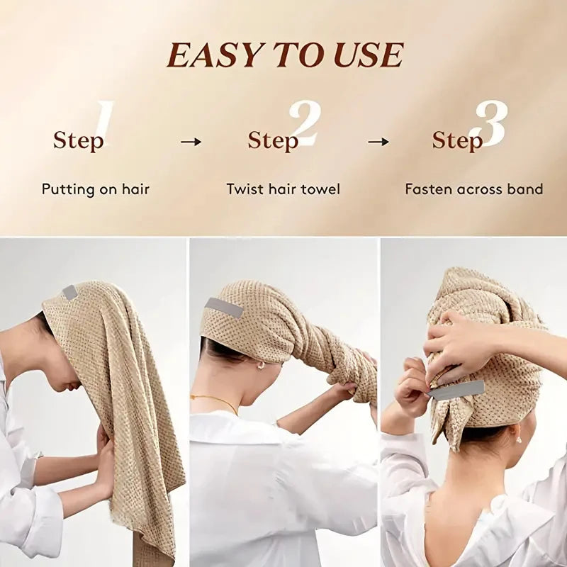 Turban à cheveux microfibre extra large – Séchage rapide