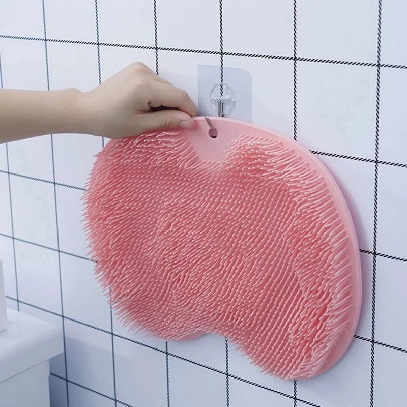 Tapis de bain exfoliant antidérapant en silicone pour pieds et dos