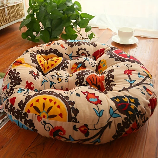 Coussin rond épais motif patchwork