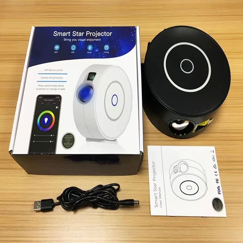Projecteur Ciel Étoilé Connecté WiFi, Nébuleuse et Aurore, Compatible Alexa et Google