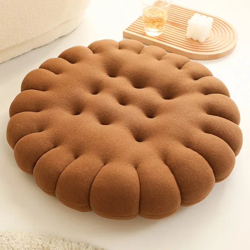 Coussin moelleux en forme de biscuit en velours doux