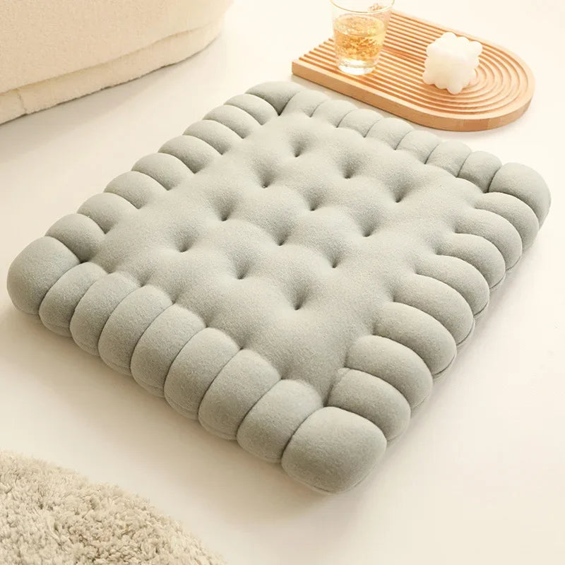 Coussin moelleux en forme de biscuit en velours doux